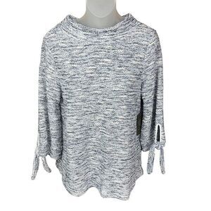 Vince Camuto Sweater Marled Knit Blue White Silver Metallic Thread Women Medium